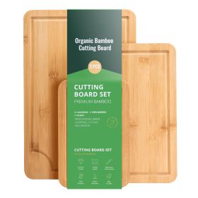 3-Piece Premium Bamboo Cutting Board Set with Juice Groove 3-Piece Premium Bamboo Cutting Board Set with Juice Groove